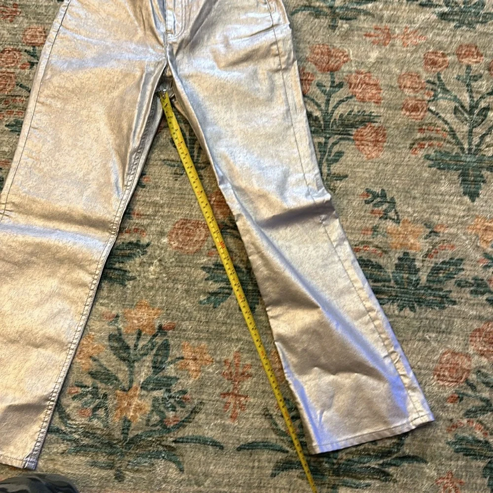 J Crew Slim Demi Boot Jean in Coated Silver NWOT Size 26